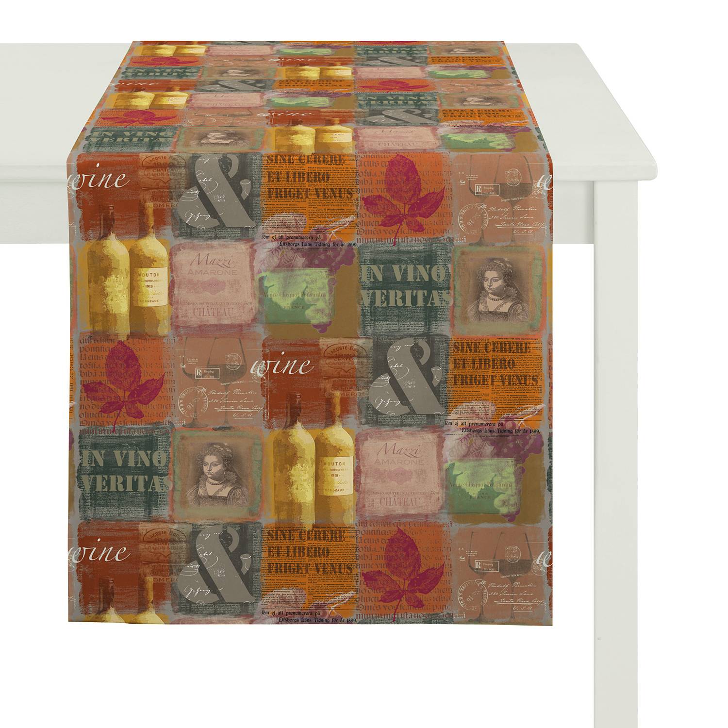 home24 Apelt Tischläufer Country Home V Orange/Beige Naturfaser Modern 48x140 cm (BxT)