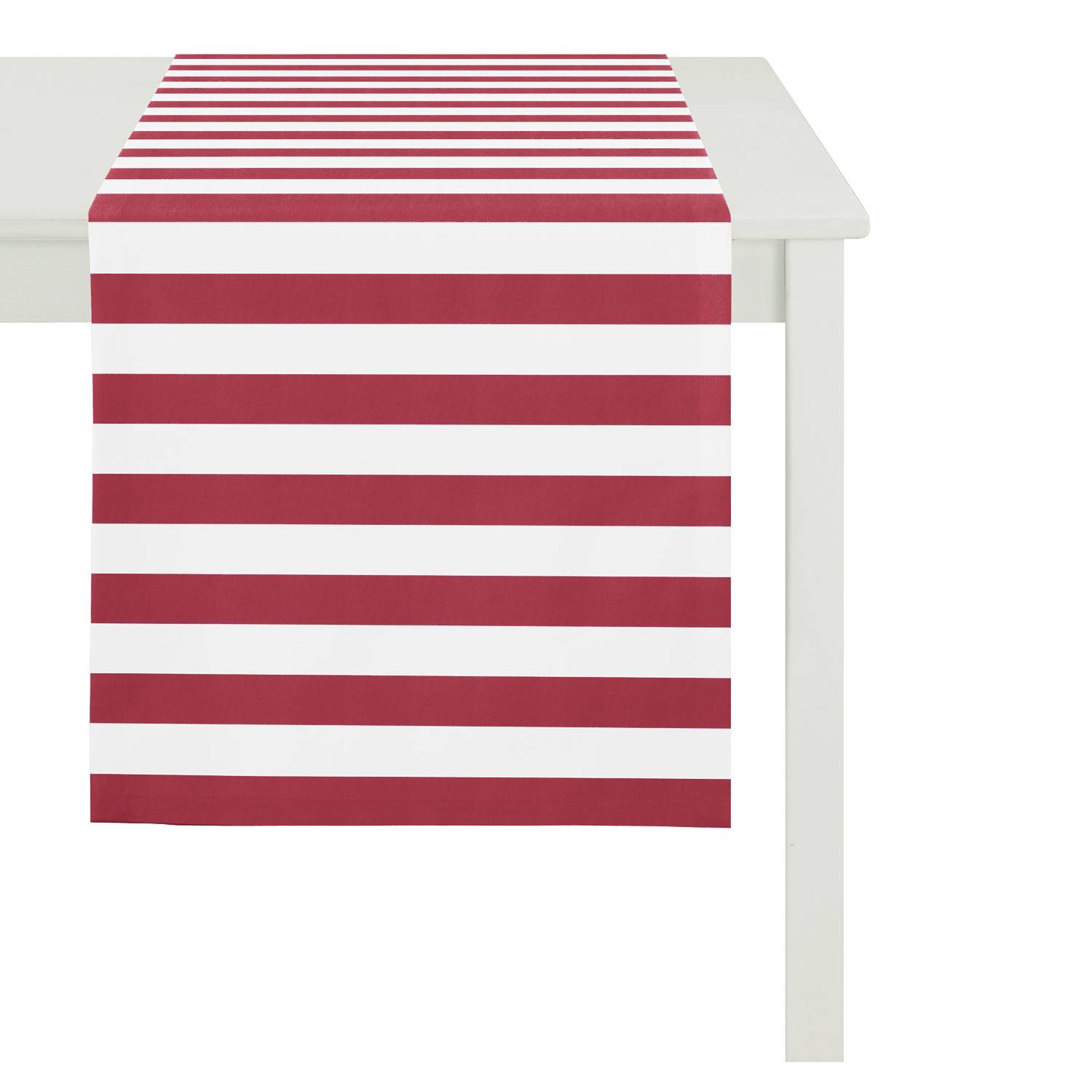 home24 Apelt Tischläufer Delfi Rot/Weiß Jacquardstoff Modern 48x135 cm (BxT)
