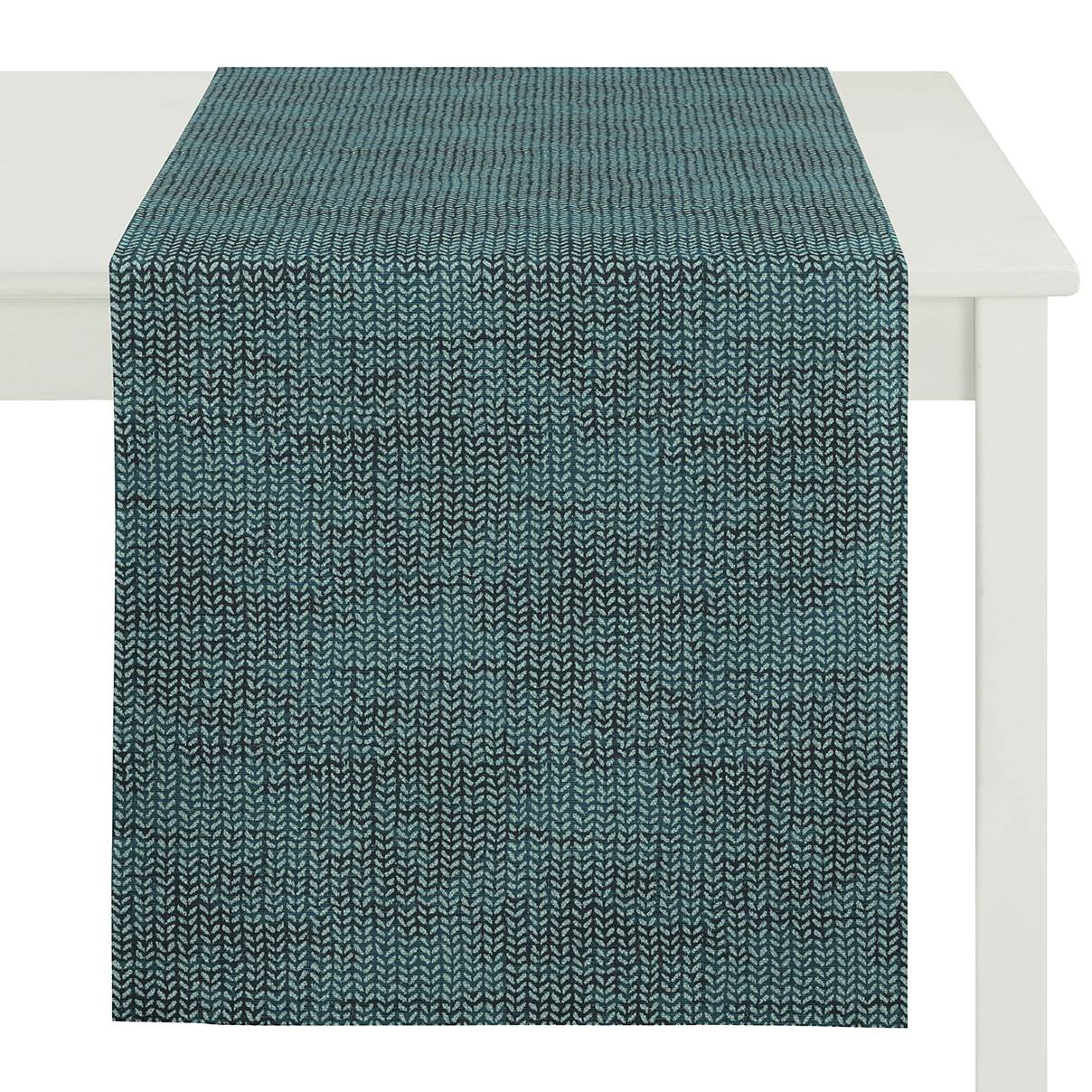 home24 Apelt Tischläufer Lanrodec Anthrazit/Petrol Webstoff Modern 48x140 cm (BxT)