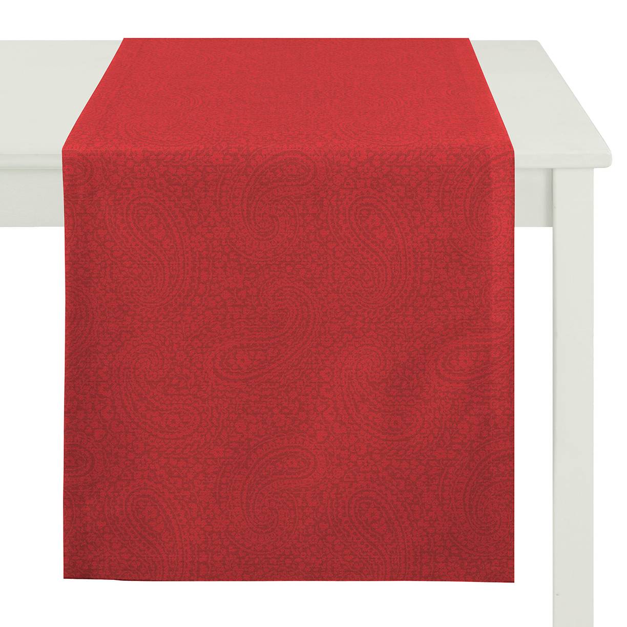 home24 Apelt Tischläufer Uni Paisley Rot Webstoff Modern 48x140 cm (BxT)
