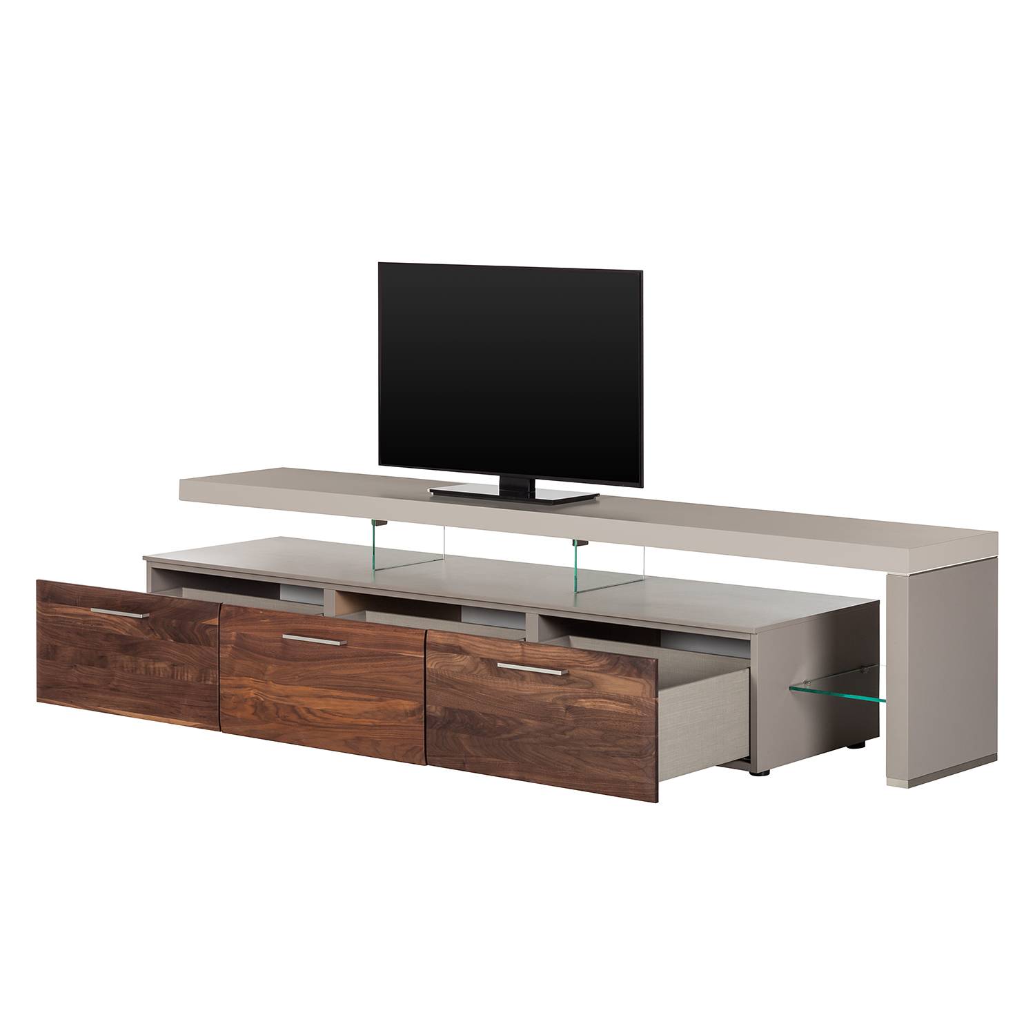 TV-Lowboard SOLANO II - Nussbaum / Platingrau