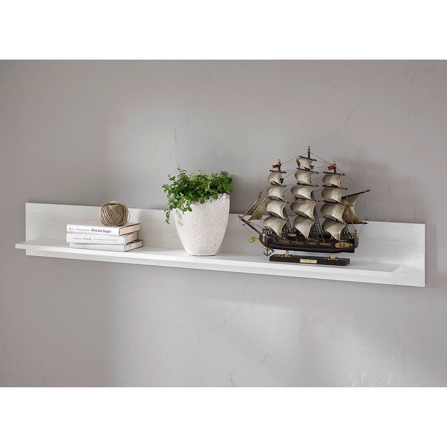 home24 Maison Belfort Wandboard Geestland MDF Pinie Weiß Dekor 150x20x17 cm (BxHxT)