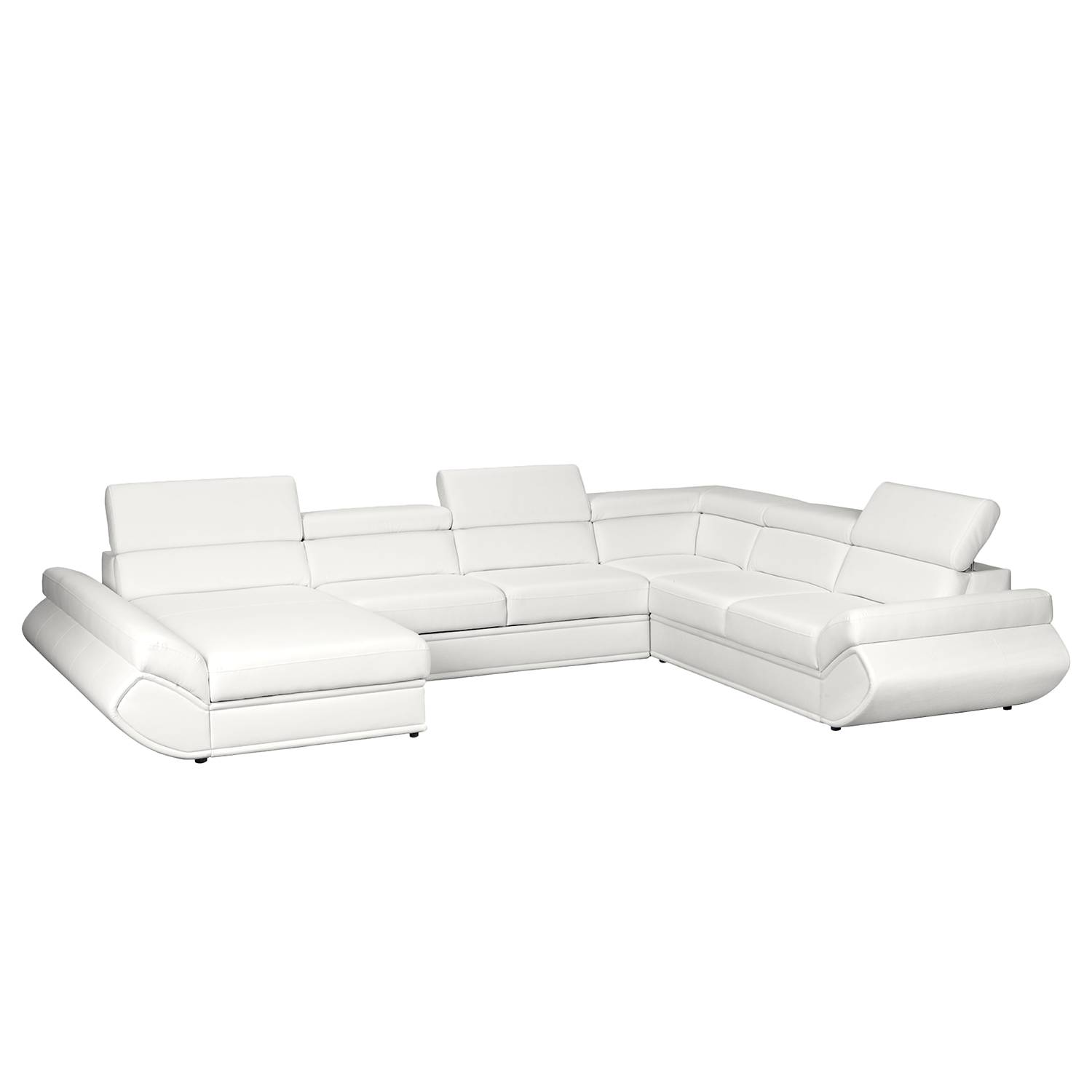 goedkoop Zithoek Black Rock met slaapfunctie kunstleer Longchair vooraanzicht rechts links Wit Fredriks