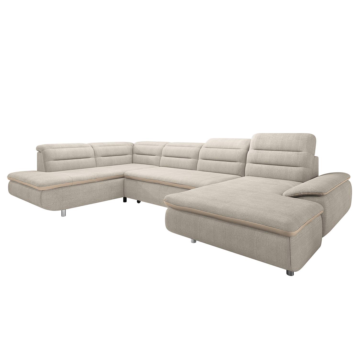 goedkoop Zithoek Bodega Bay structuurstof kunstleer Longchair vooraanzicht links rechtss Met slaapfunctie Licht beige reconcept