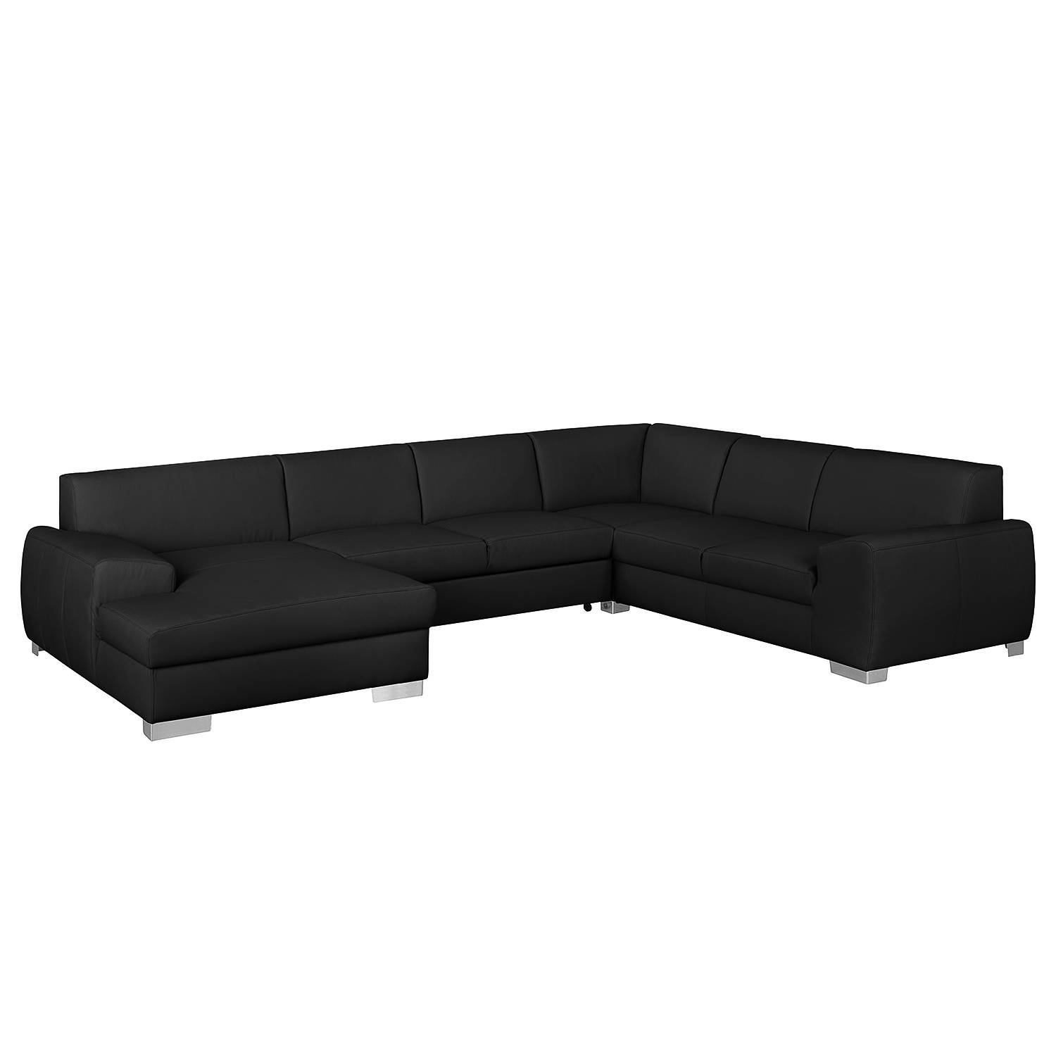goedkoop Zithoek Bollon kunstleer Longchair vooraanzicht links Met slaapfunctie Zwart Fredriks
