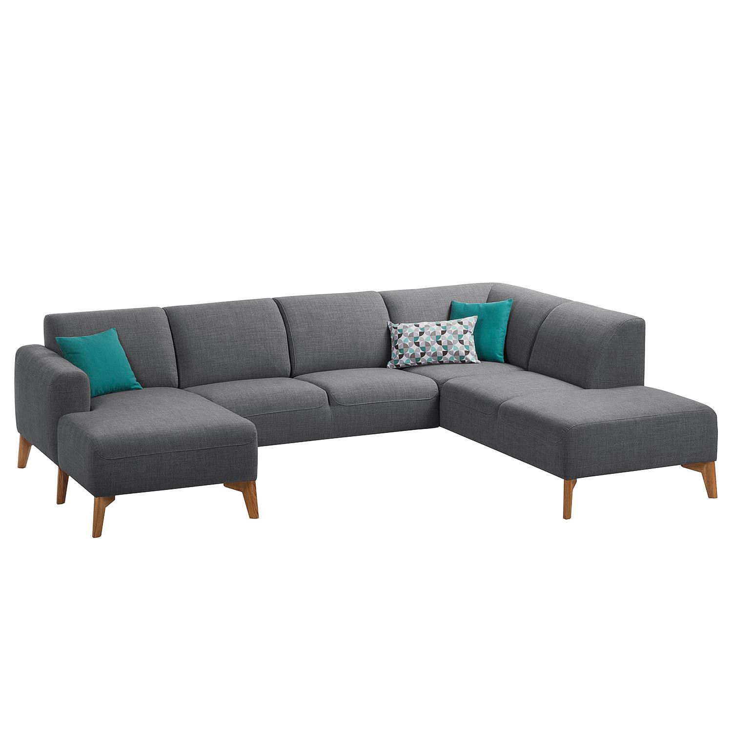 goedkoop Zithoek Bora II geweven stof Longchair vooraanzicht rechts links Stof Anda II Grijs Studio Copenhagen