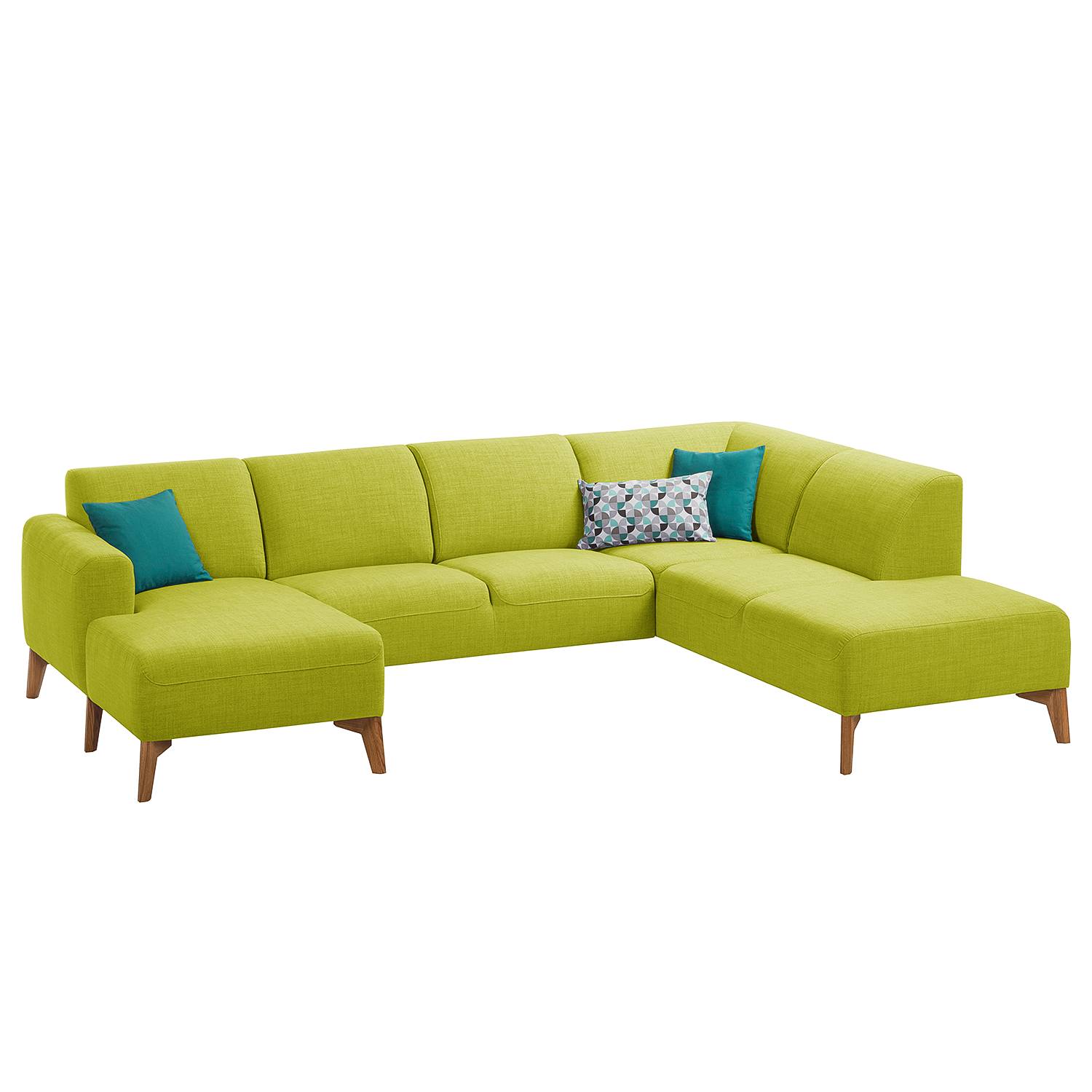 goedkoop Zithoek Bora II geweven stof Longchair vooraanzicht rechts links Stof Anda II Groen Studio Copenhagen