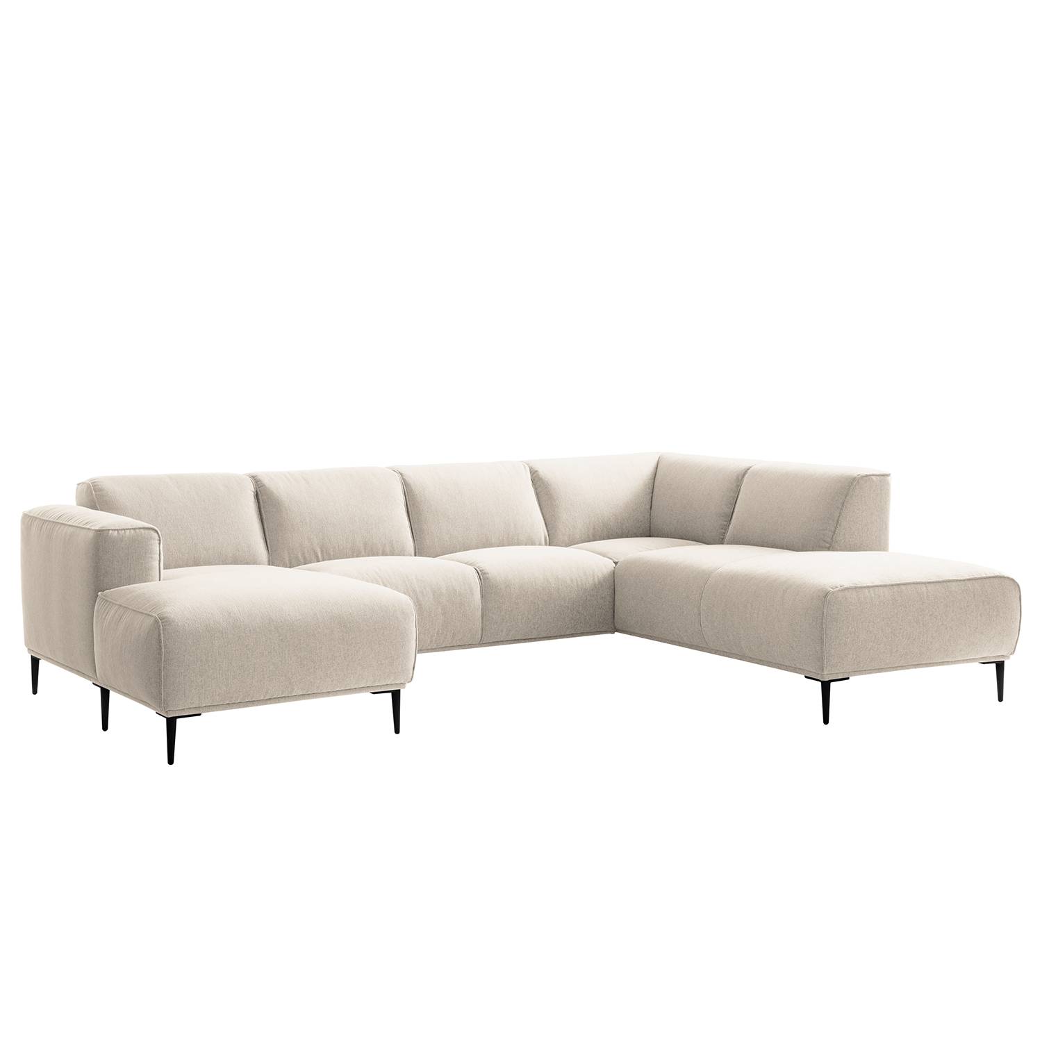 goedkoop Zithoek Crawford geweven stof Longchair vooraanzicht rechts links Stof Saia Beige Studio Copenhagen