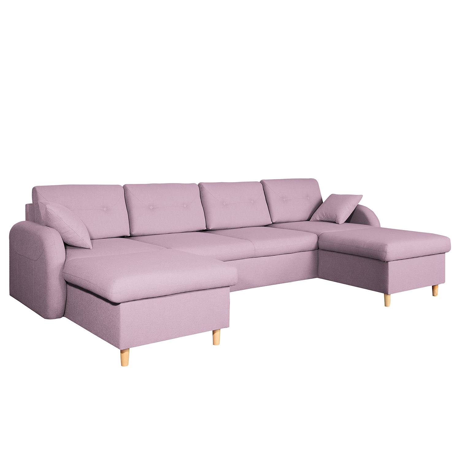 home24 Mørteens Wohnlandschaft Eastville Mauve Webstoff 294x86x160 cm