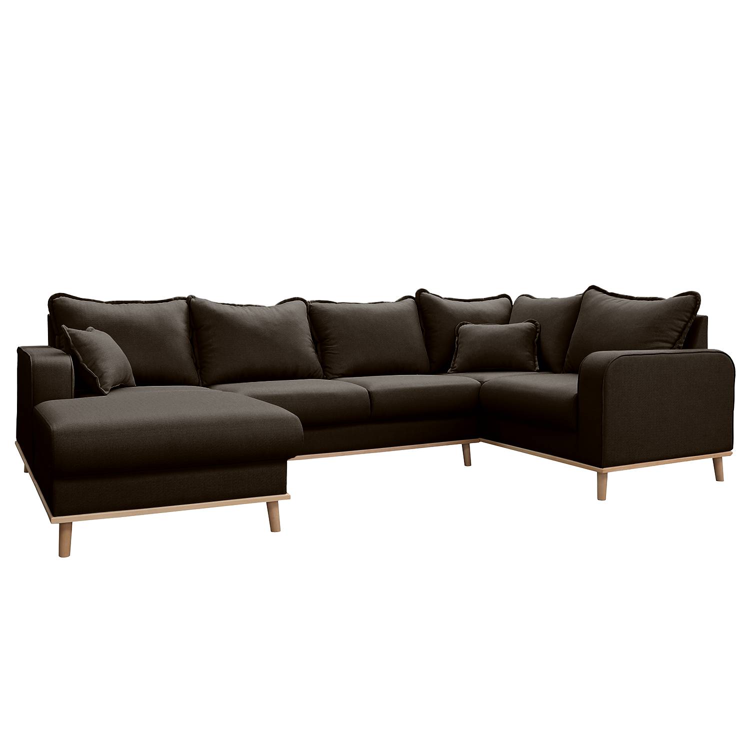 home24 Mørteens Wohnlandschaft Greeneville Espresso Strukturstoff 296x84x167 cm