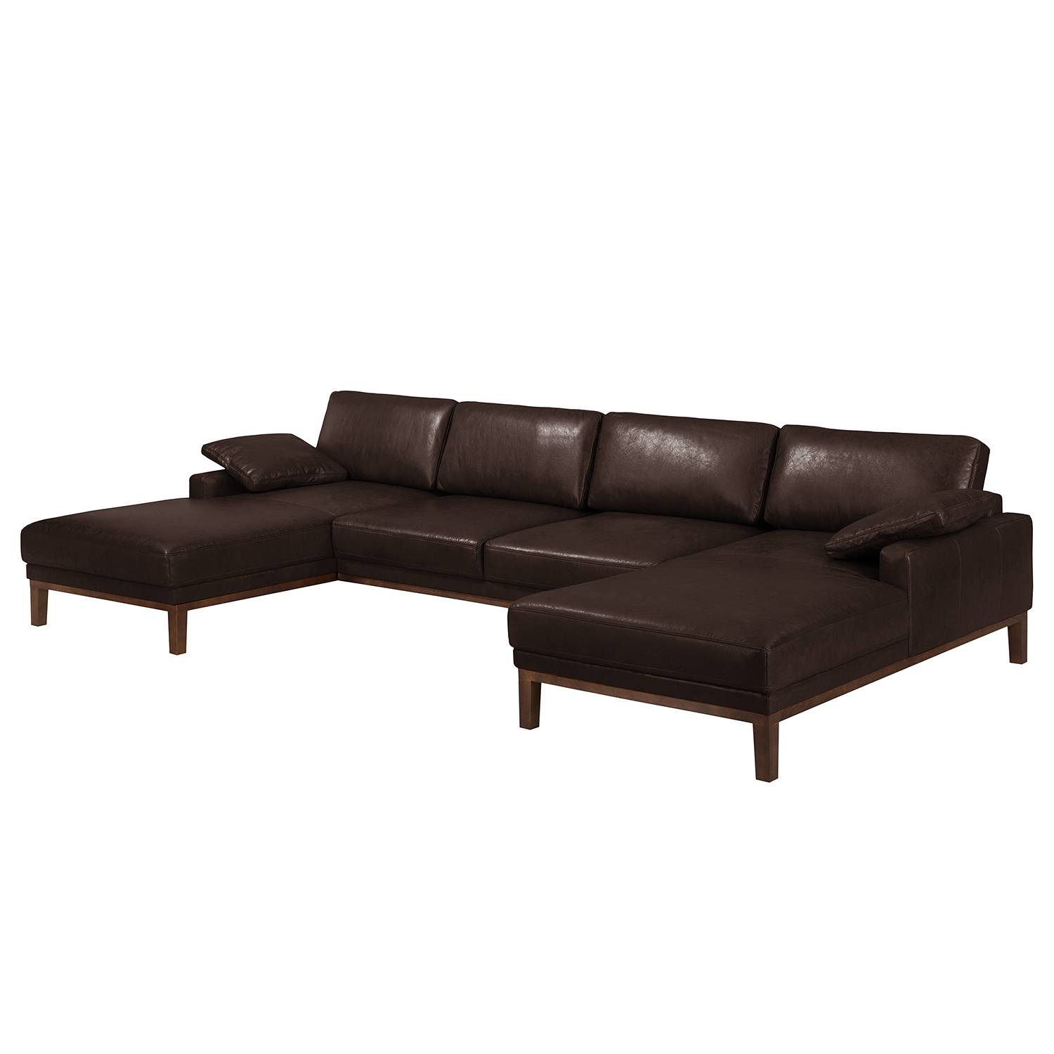home24 ars manufacti Wohnlandschaft Horley Dunkelbraun Echtleder 329x76x171 cm