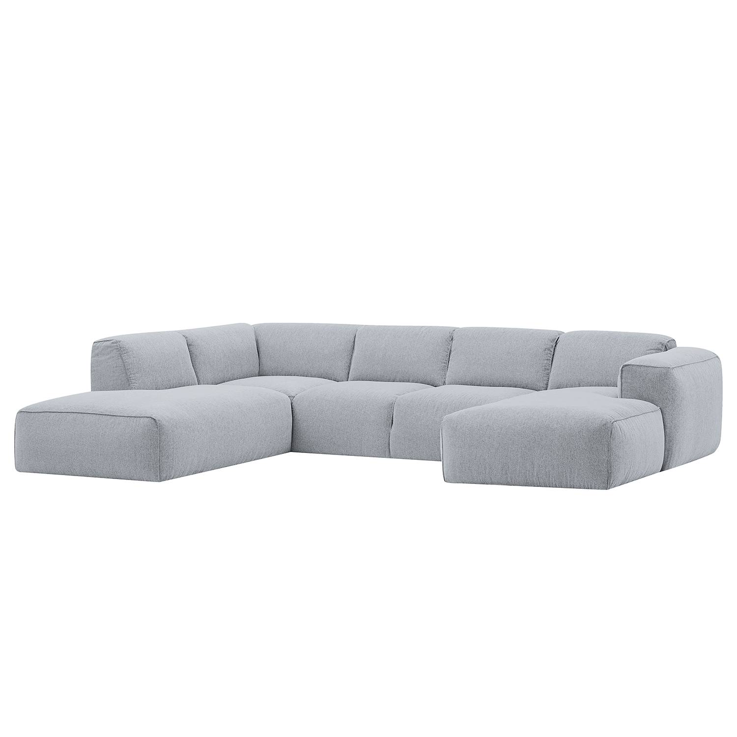 home24 Studio Copenhagen Wohnlandschaft Hudson III Hellgrau Webstoff 325x71x231 cm (BxHxT) Skandi