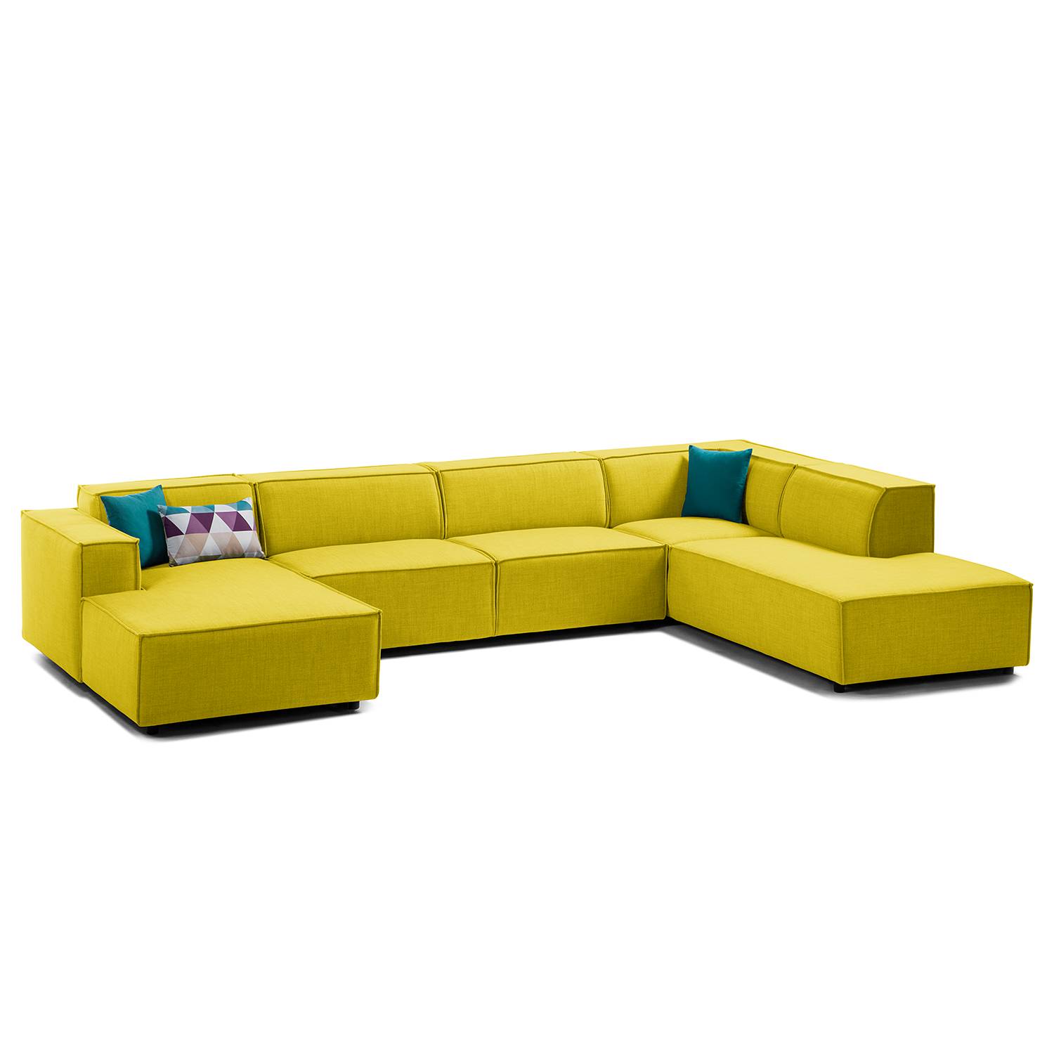 goedkoop Zithoek Kinx geweven stof Longchair vooraanzicht rechts links Stof Milan Geel Kinx