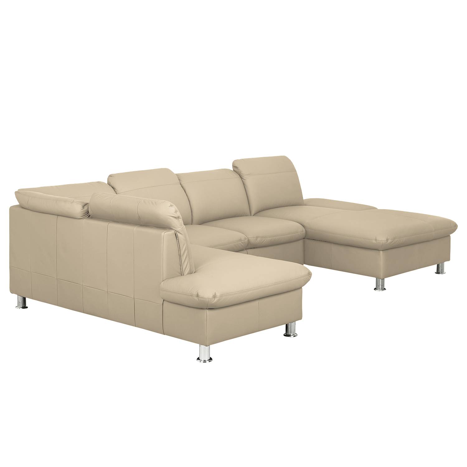goedkoop Hoekbank Napola echt leer Longchair vooraanzicht links rechtss Cappuccinokleurig Modoform