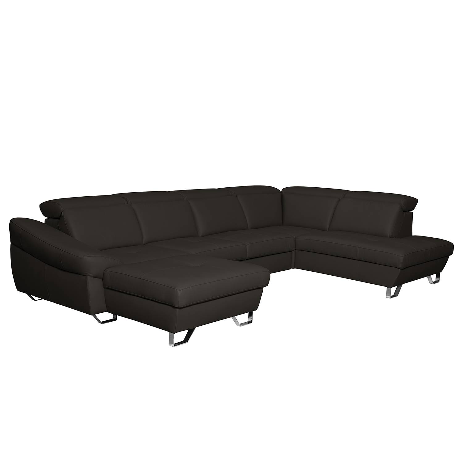 goedkoop Zithoek Saltia echt leer Longchair vooraanzicht rechts links Zonder slaapfunctie Donkerbruin Fredriks