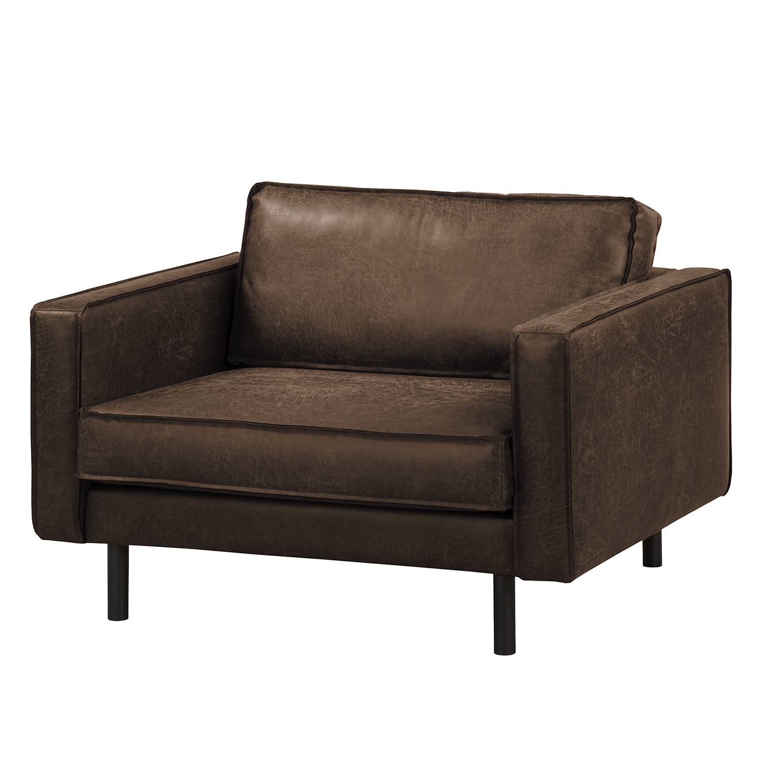 home24 ars manufacti XL Sessel Fort Dodge Braun Kunstleder 117x81x96 cm (BxHxT)