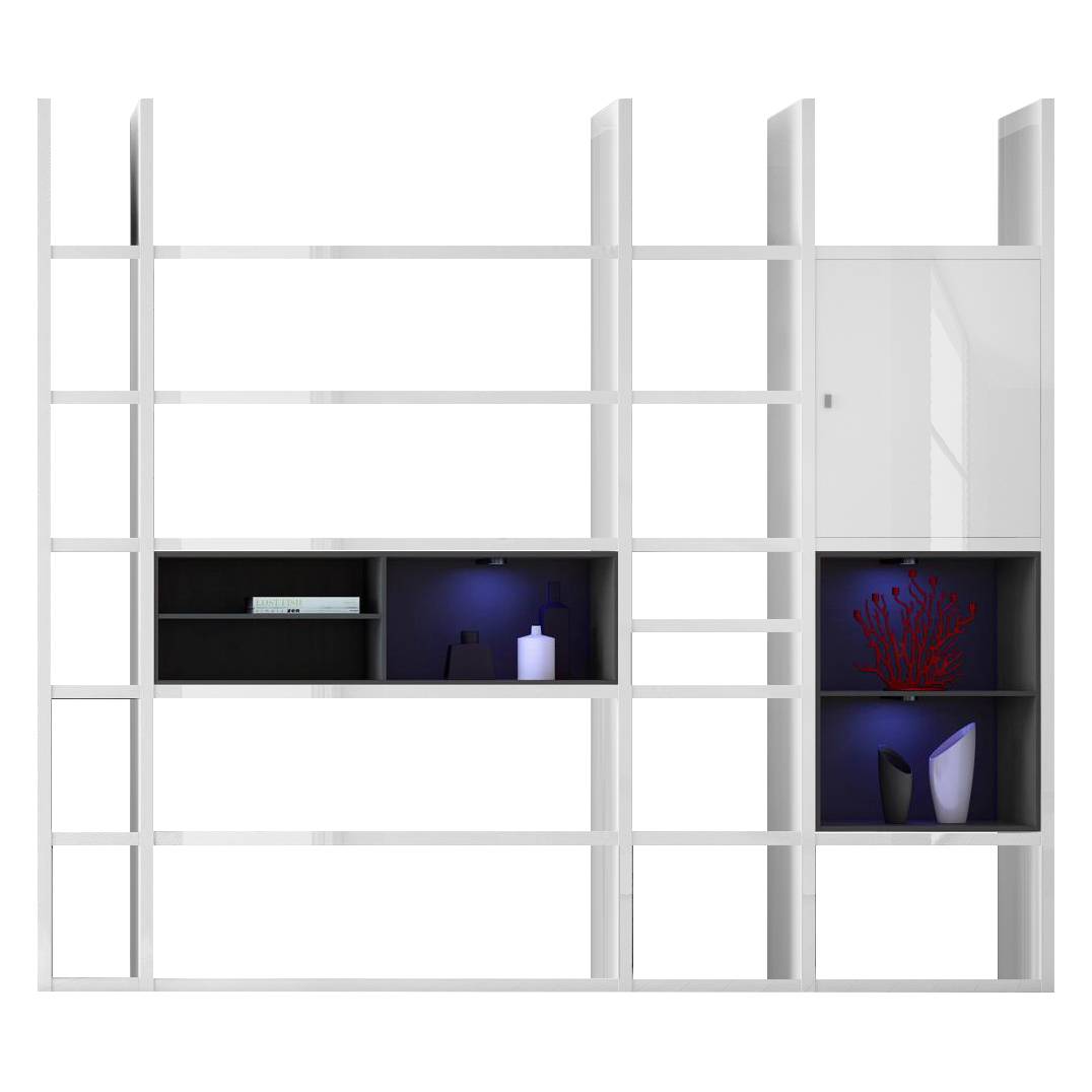 Jetzt bei Home24: Bücherregal von loftscape | home24.at EEK A+, Regal Emporior II RGB LED Beleuchtung Hochglanz