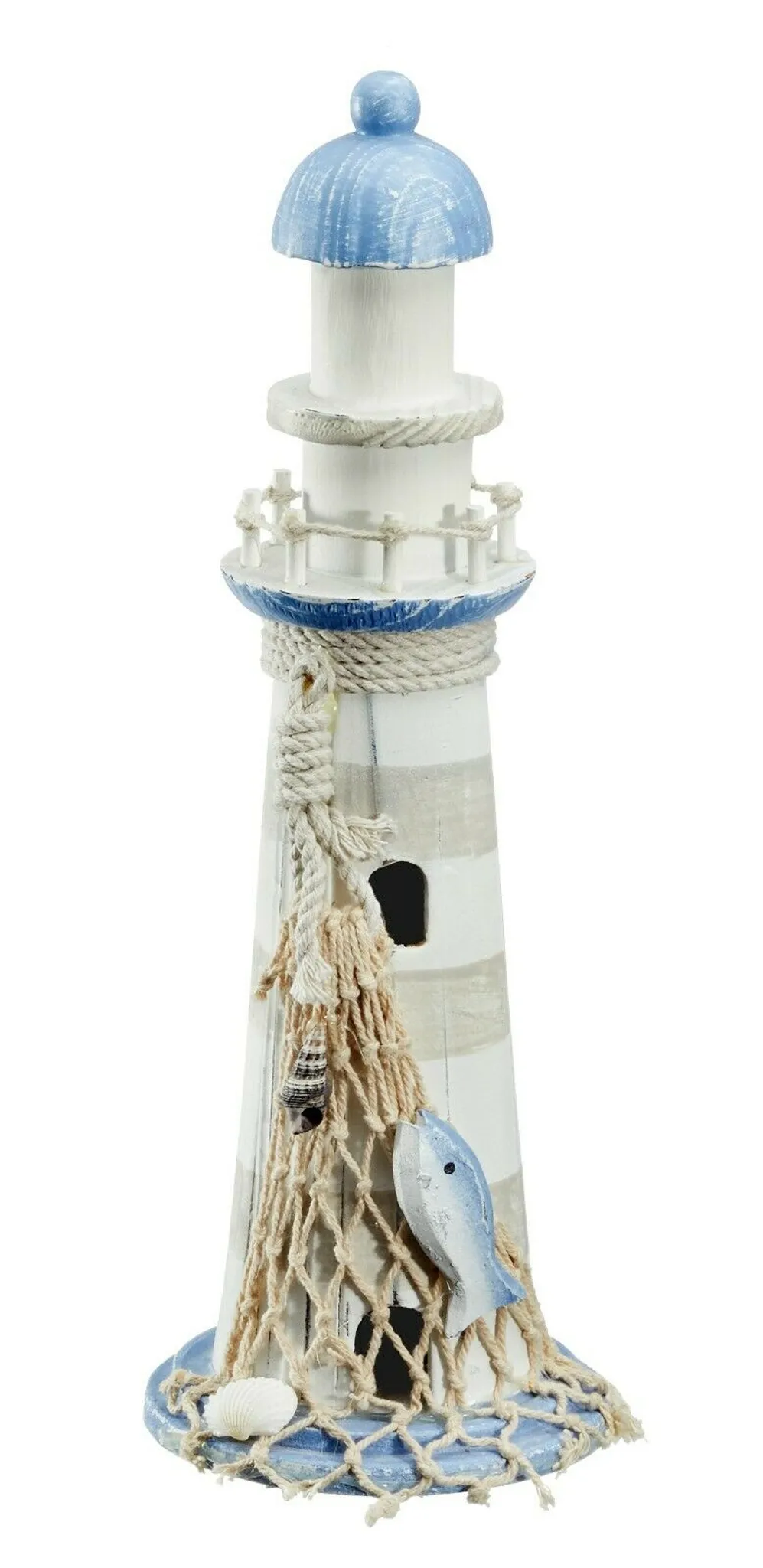 Leuchtturm Holz blau wei脽 Deko