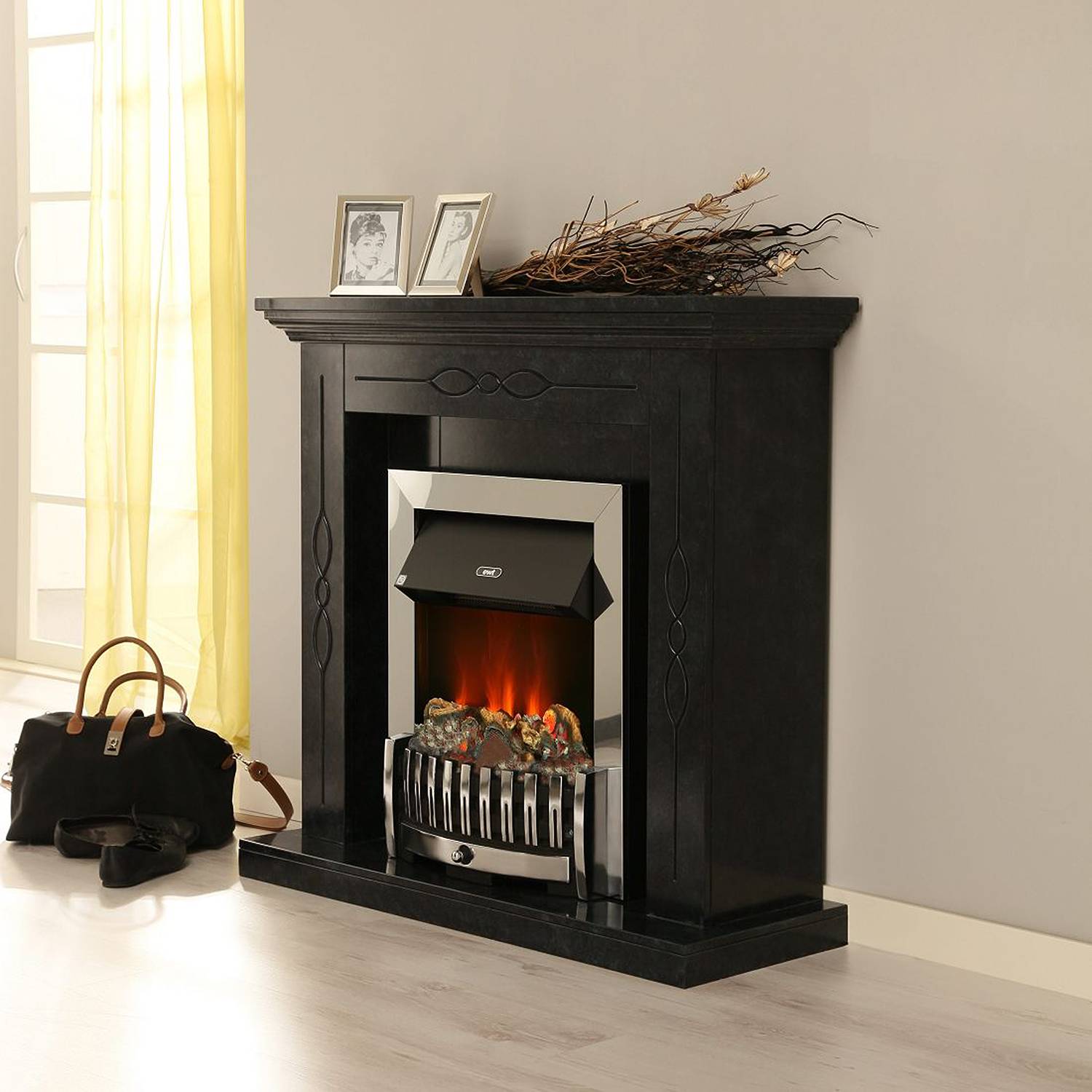 Eckkamin Elektro Grau