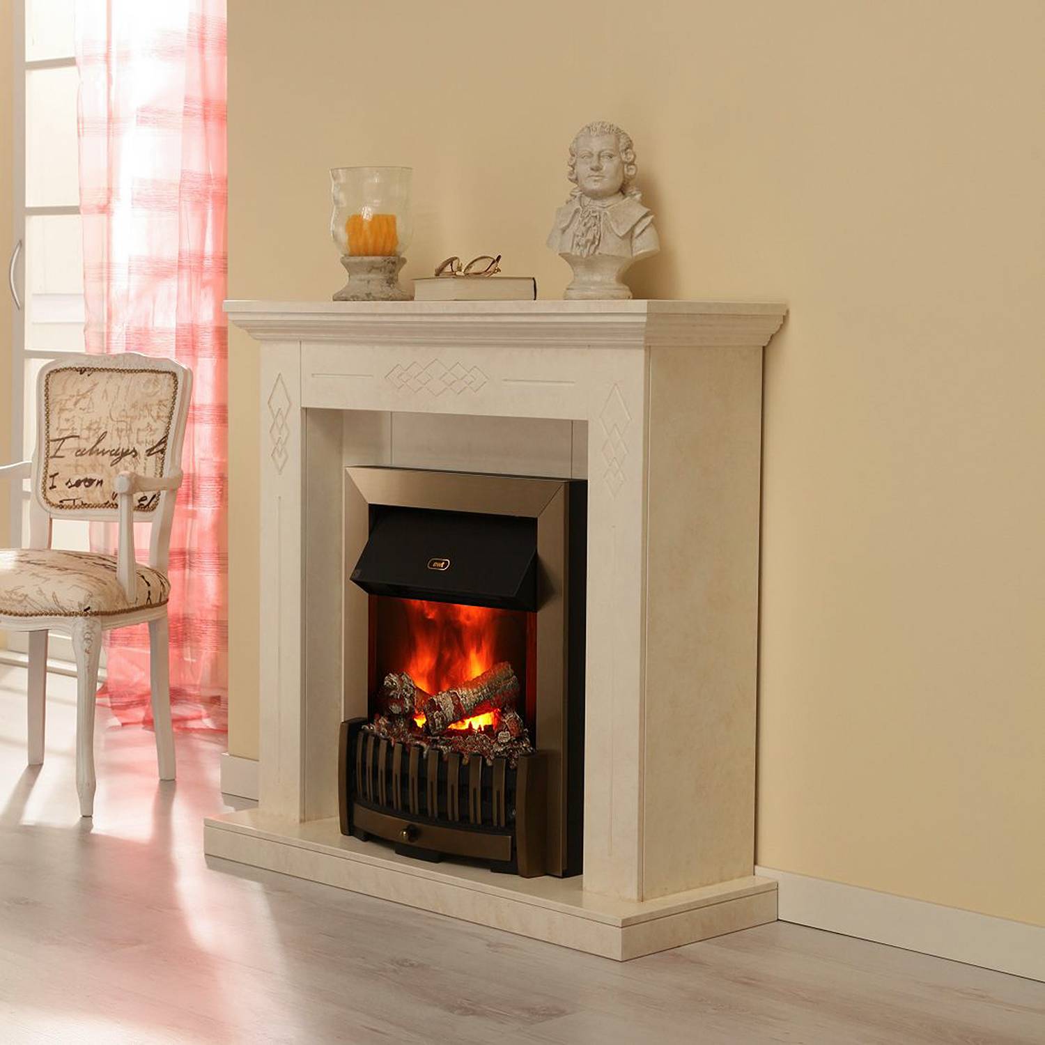 Missouri Elektrokamin in Beige-Creme marmoriert | home24