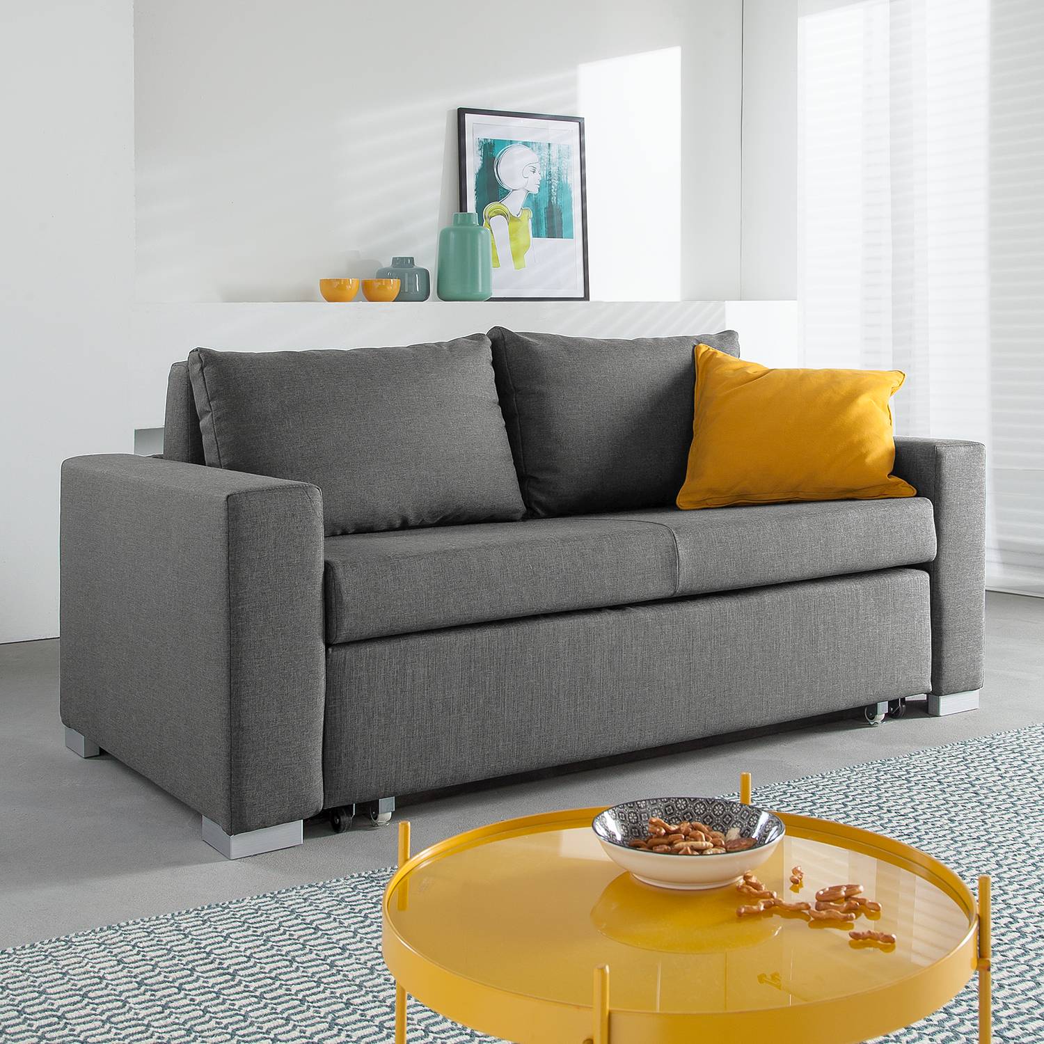 Schlafsofa Latina - Webstoff Grau - Breite: 170 cm | home24