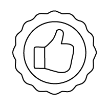 Icon mit nach oben zeigendem Daumen als Symbol für Premiumqualität.