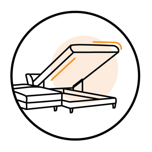 Icon für Sofas mit Bettkasten und Schlaffunktion