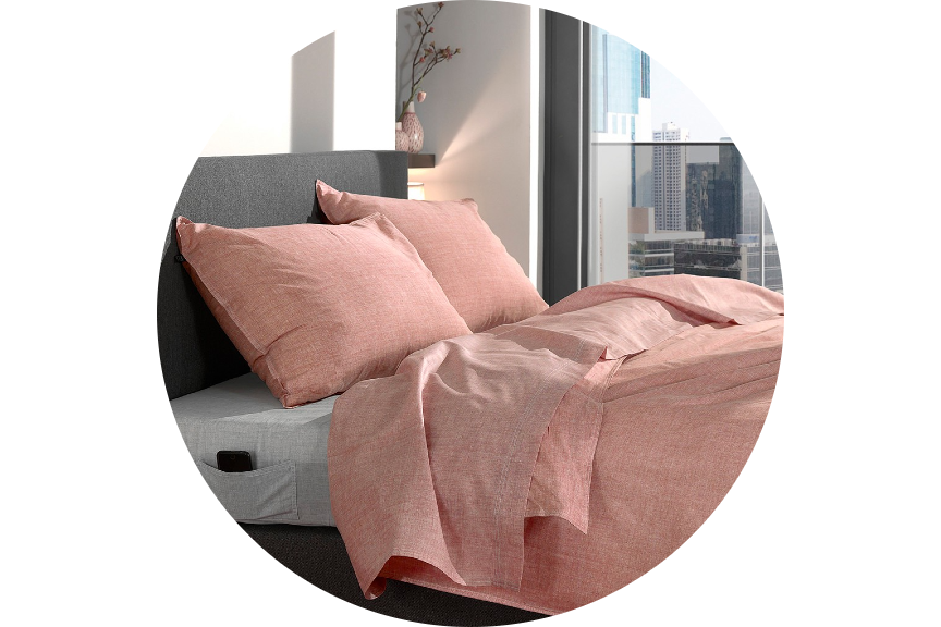 Bettwäsche-Set aus Baumwolle in Altrosa (Online-Shop: home24).
