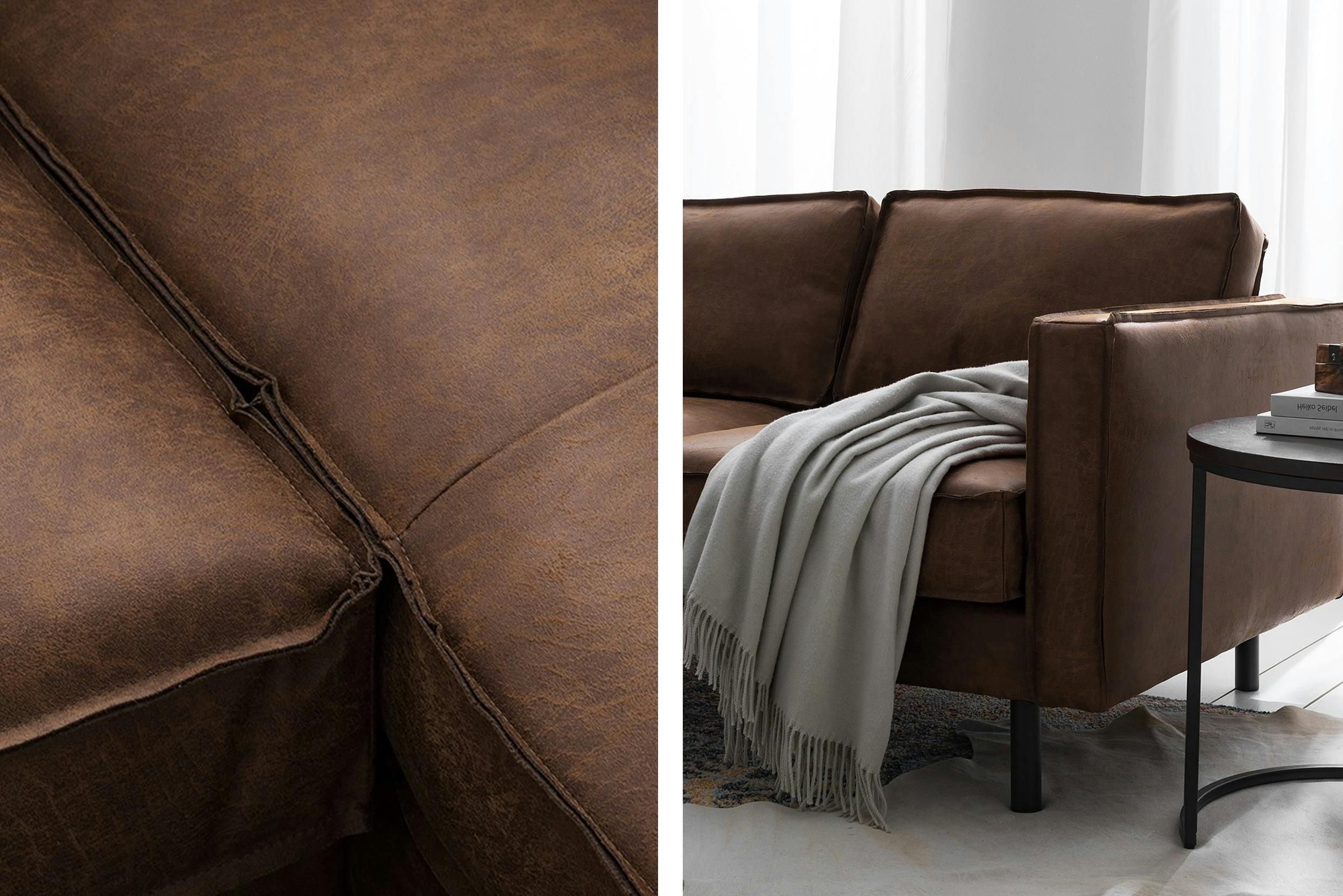 Detail von aufgerautem Ledersofa