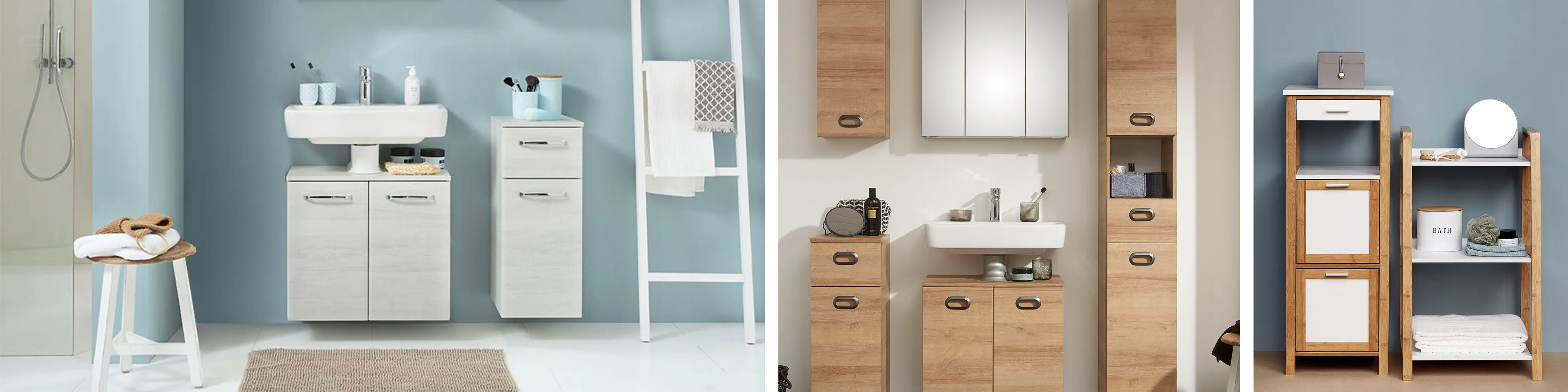 Badschrank-Lösungen in stimmigen Pastellfarben für kleines Bad