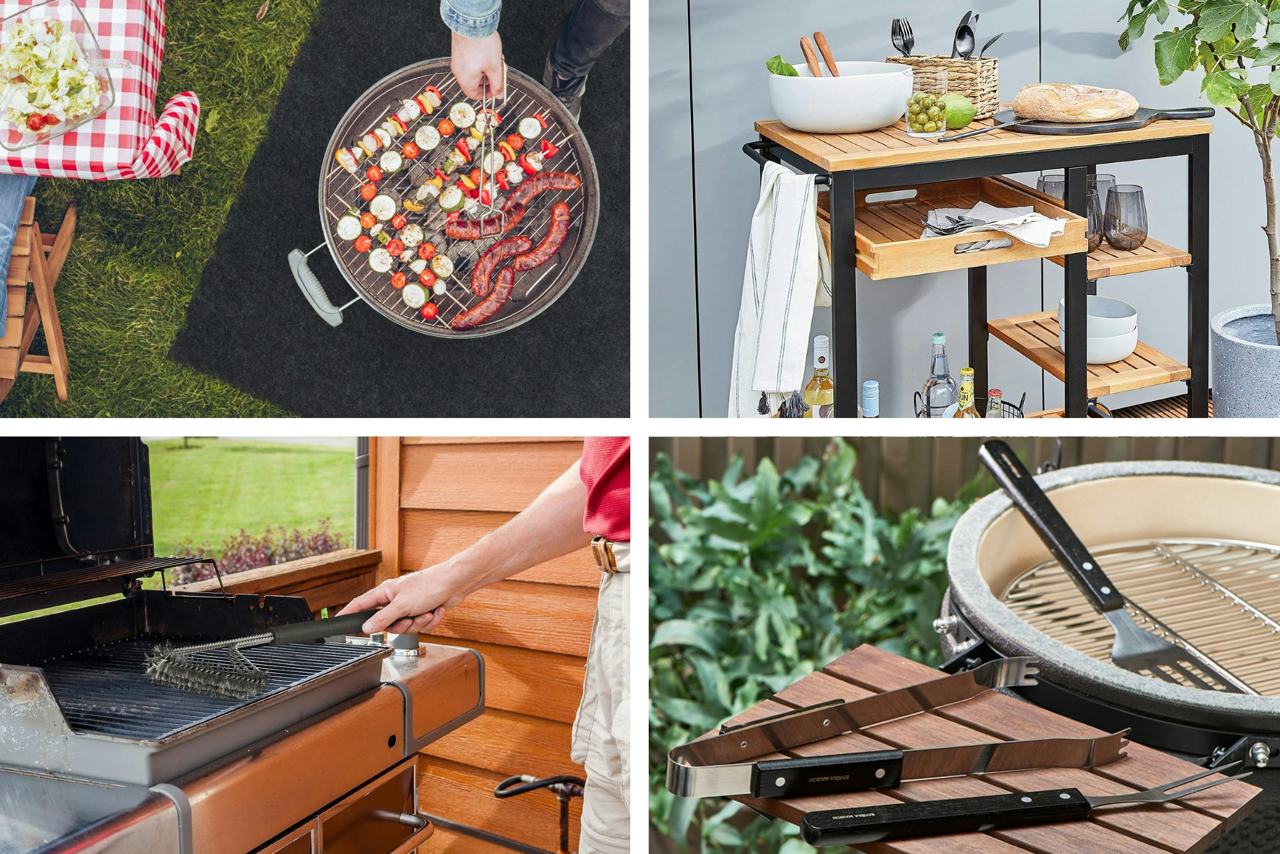 Grillzubehör: von Zange und Besteck bis hin zu Drahtbürste und Servierwagen