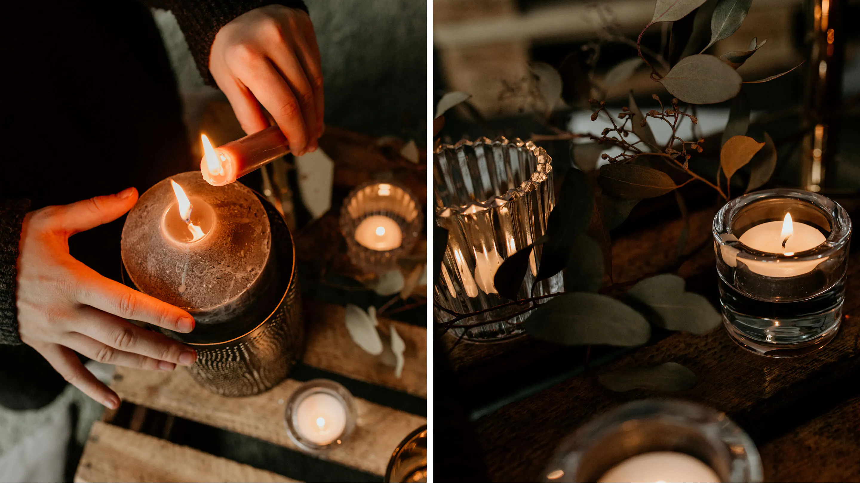 Kerzen in verschiedenen Grössen für Ambiente