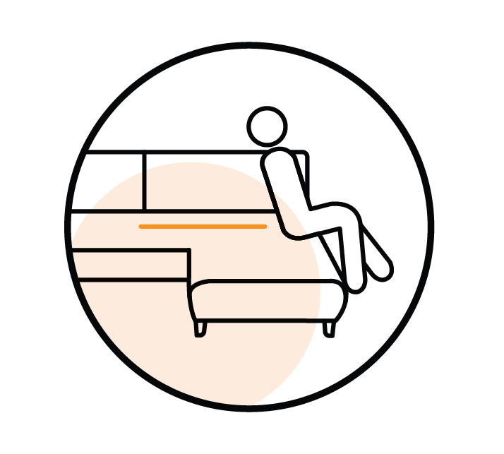 Icône symbolisant un mobilier conciliant design épuré et confort d'assise