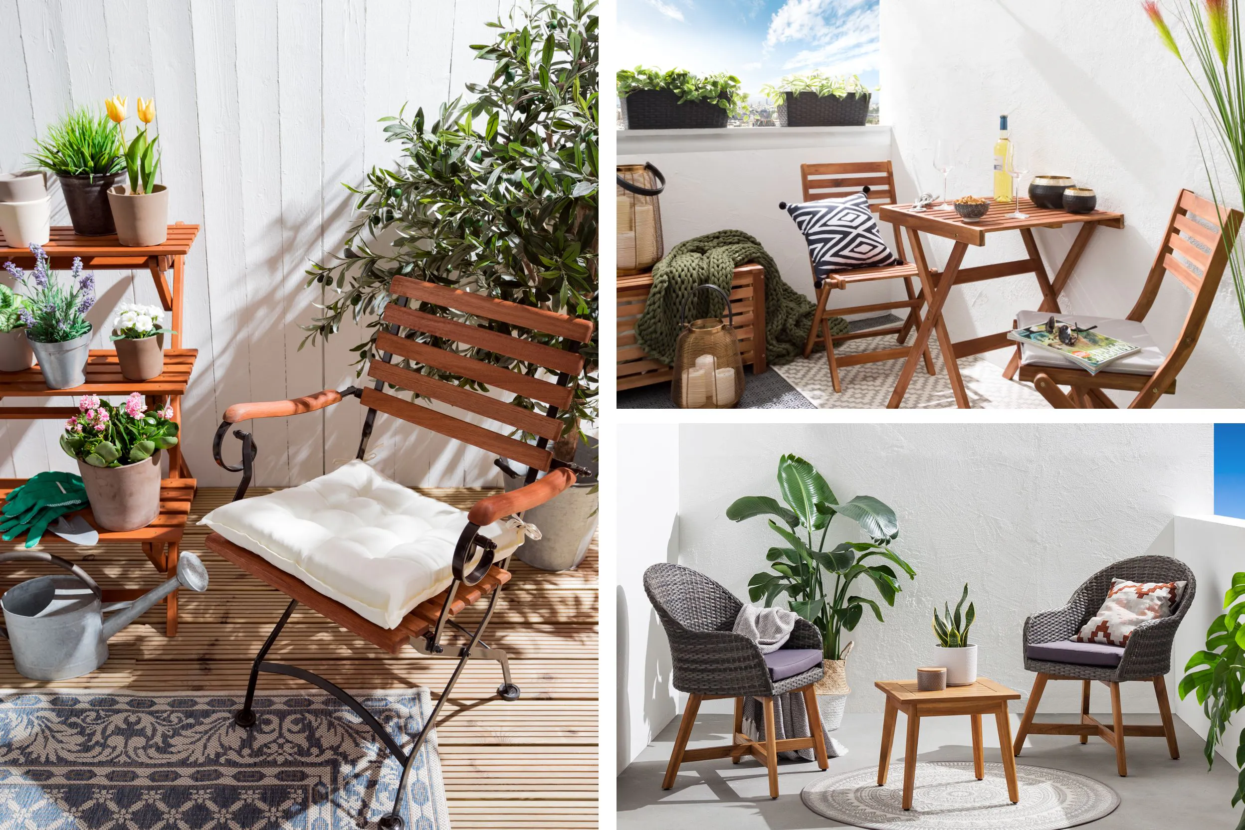 Klappstühle aus Holz passen auf jeden kleinen Balkon