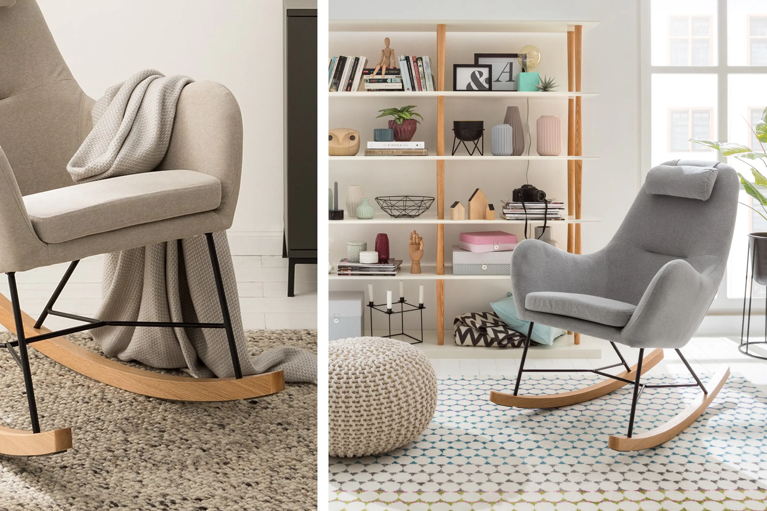 Moderne Schaukelsessel in Beige und in Grau