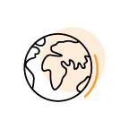 Icon mit Weltkugel als Symbol für die Marktpräsenz von home24