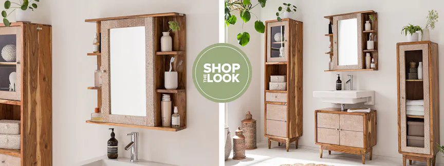 Boho-Badezimmer mit Holzmöbeln | Shop the Look