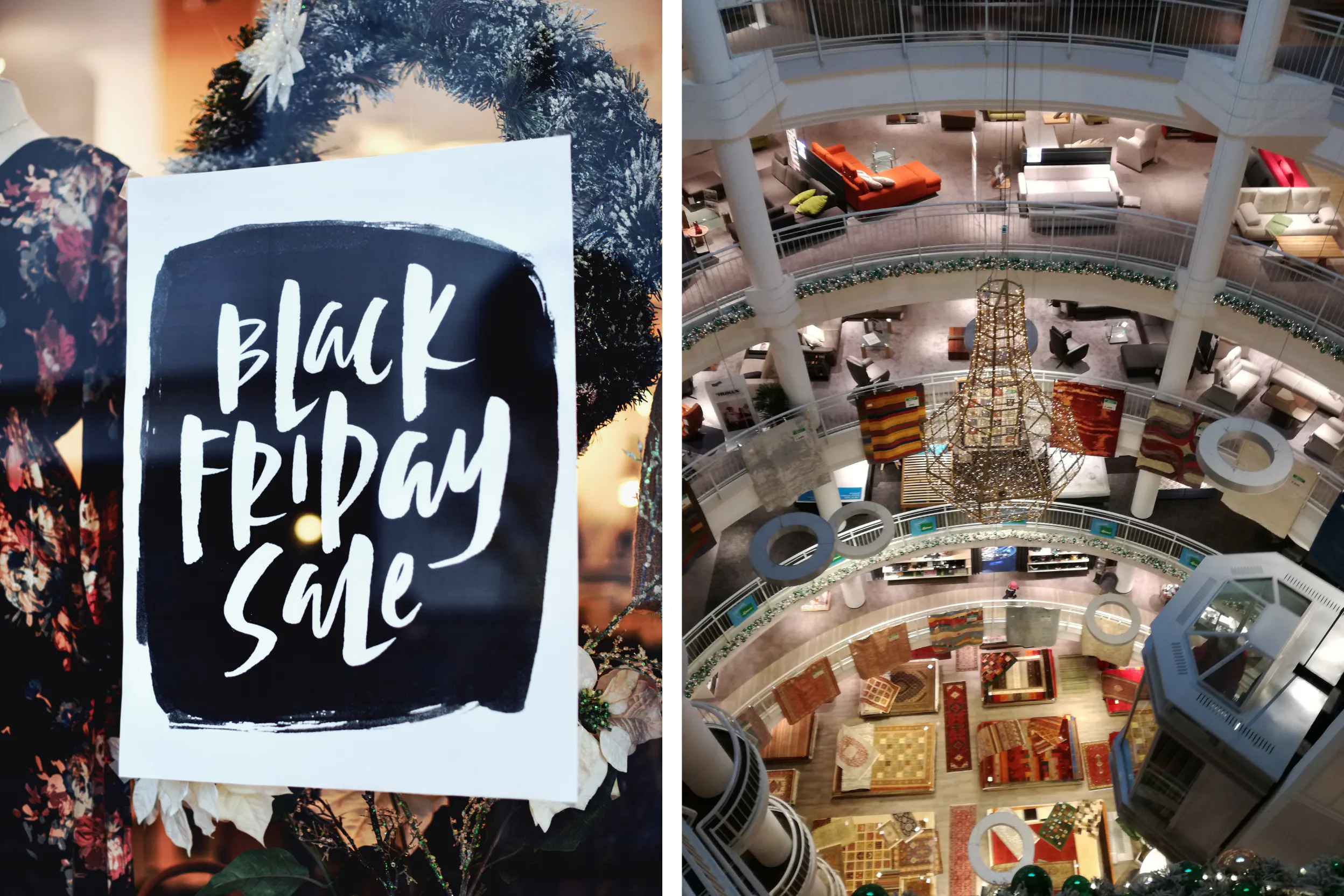 Reclameposter black friday en winkelcentrum.