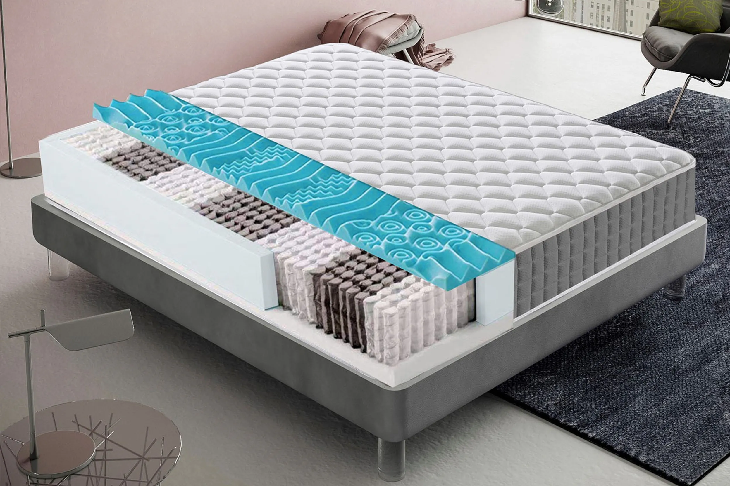 Einblick in eine Matratze mit Taschenfederkern