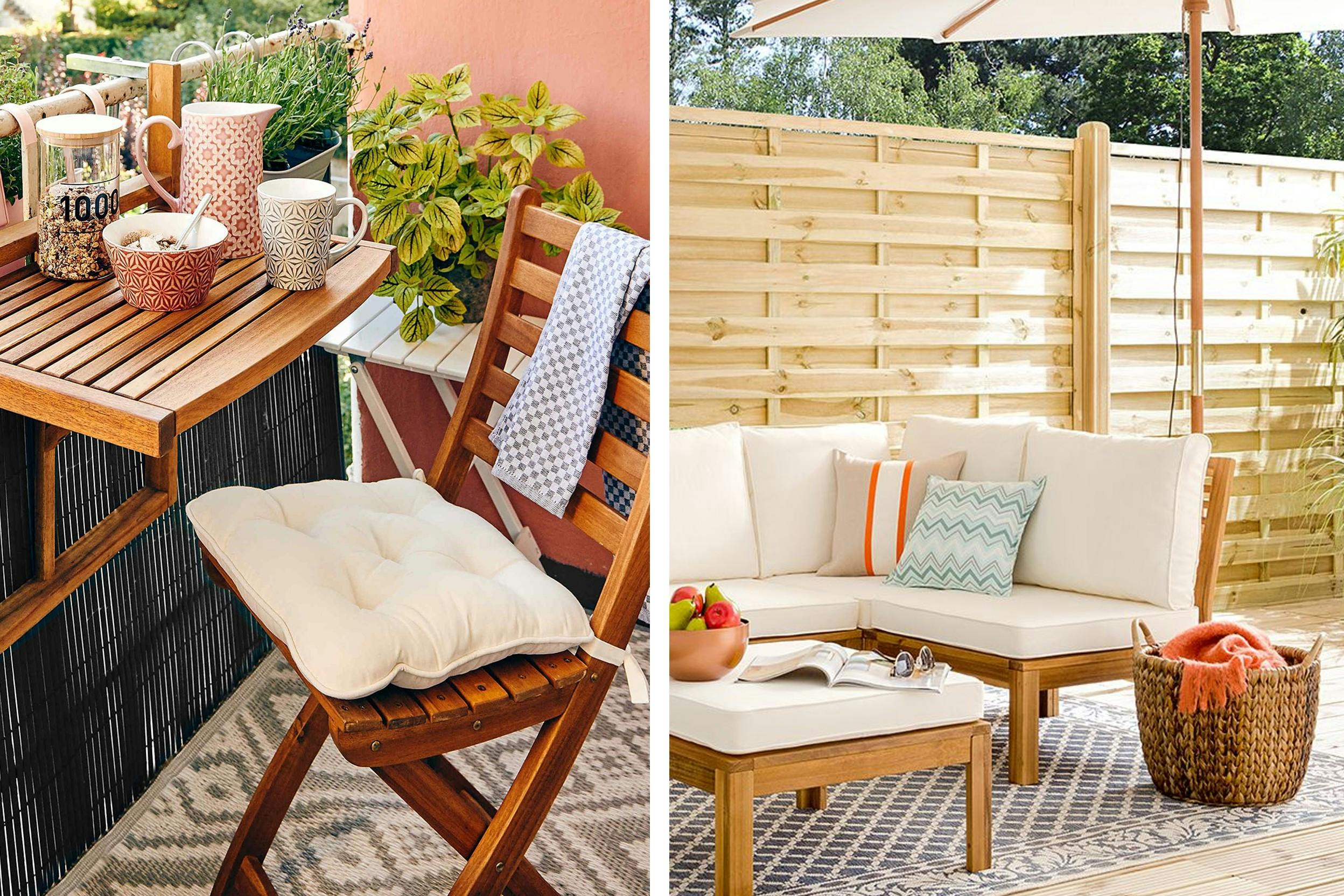 Holz-Gartenmöbel für den Balkon