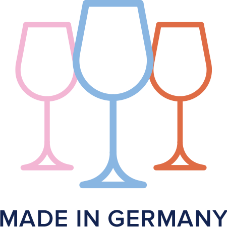 Symbol farbige Gläser „made in Germany“