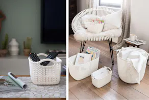 Aufbewahrungsboxen und Körbe für Kleinkram im Wohnzimmer