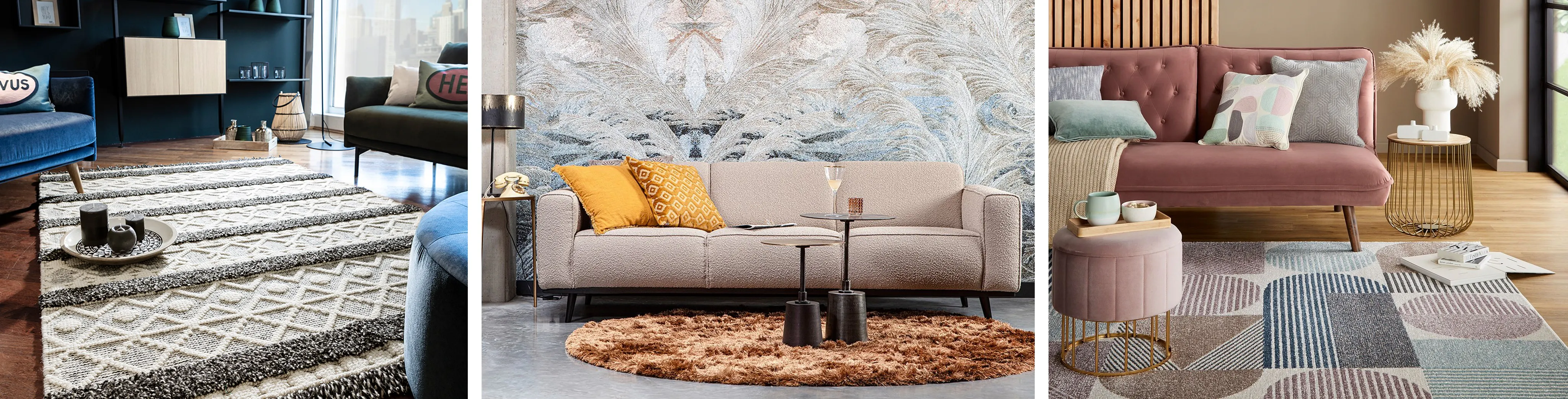 Pflegeleichte Kurzflorteppiche im Wohnzimmer und flauschige Hochflorteppiche