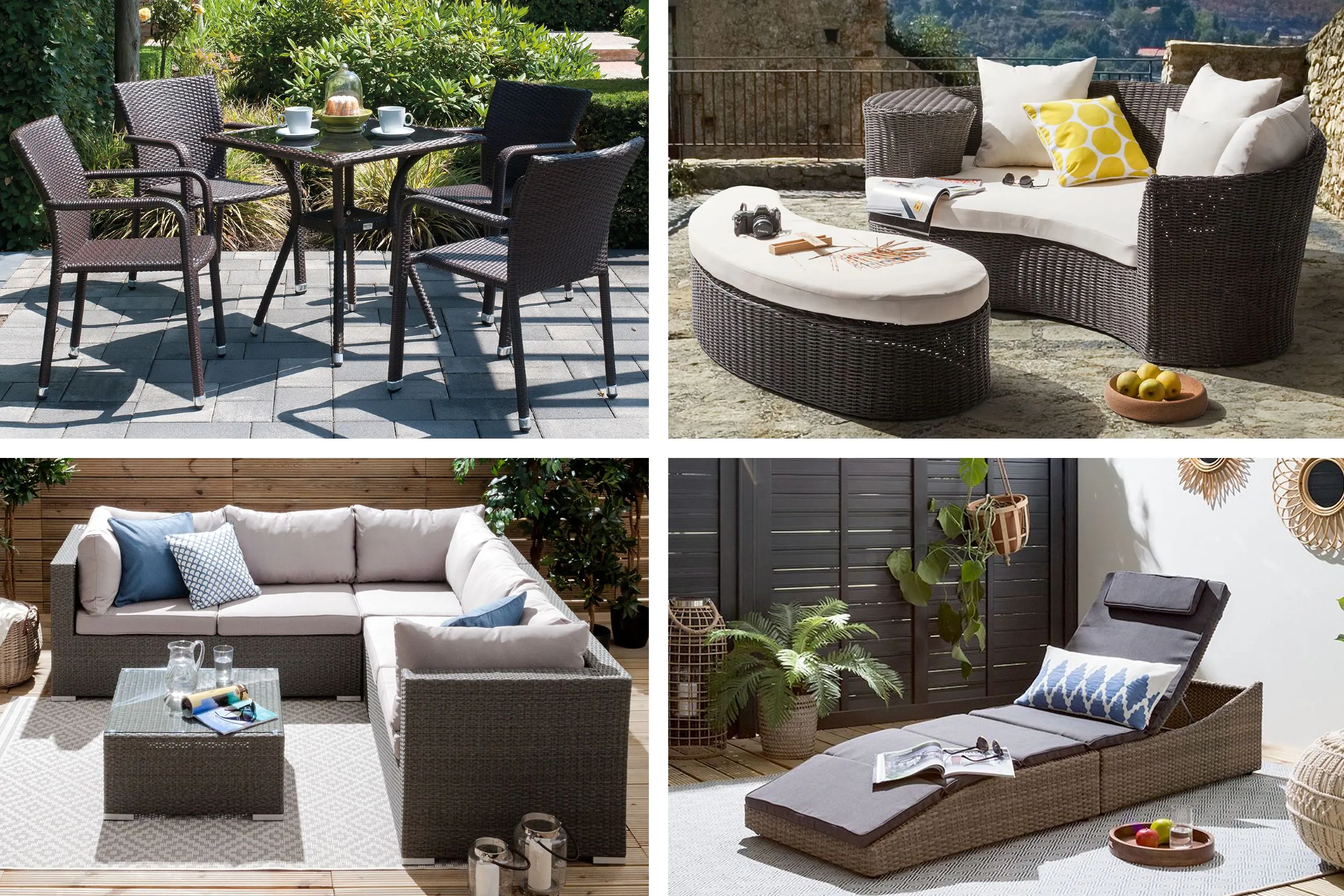 Pflegeleichte Polyrattan-Stühle, Loungemöbel und Liegen für den Garten