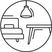 Icon von einer Inneneinrichtung als Symbol für die Beratung in unseren home24 Showrooms.