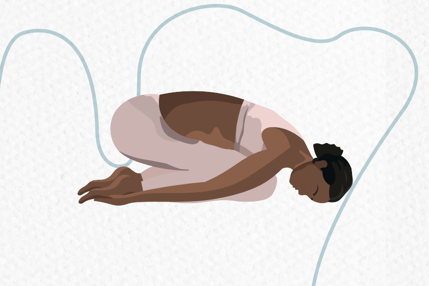 Ilustration einer Frau in Yoga-Pose als Abendroutine