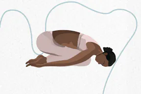 Ilustration einer Frau in Yoga-Pose als Abendroutine