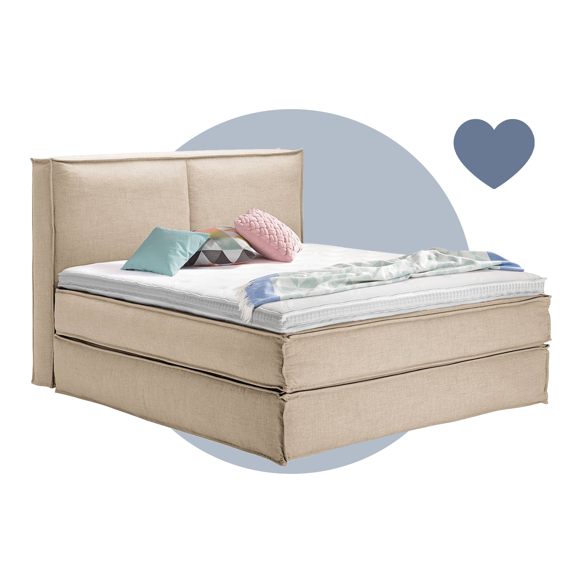 Beiges Boxspringbett KINX der home24 Exklusivmarke Studio Copenhagen