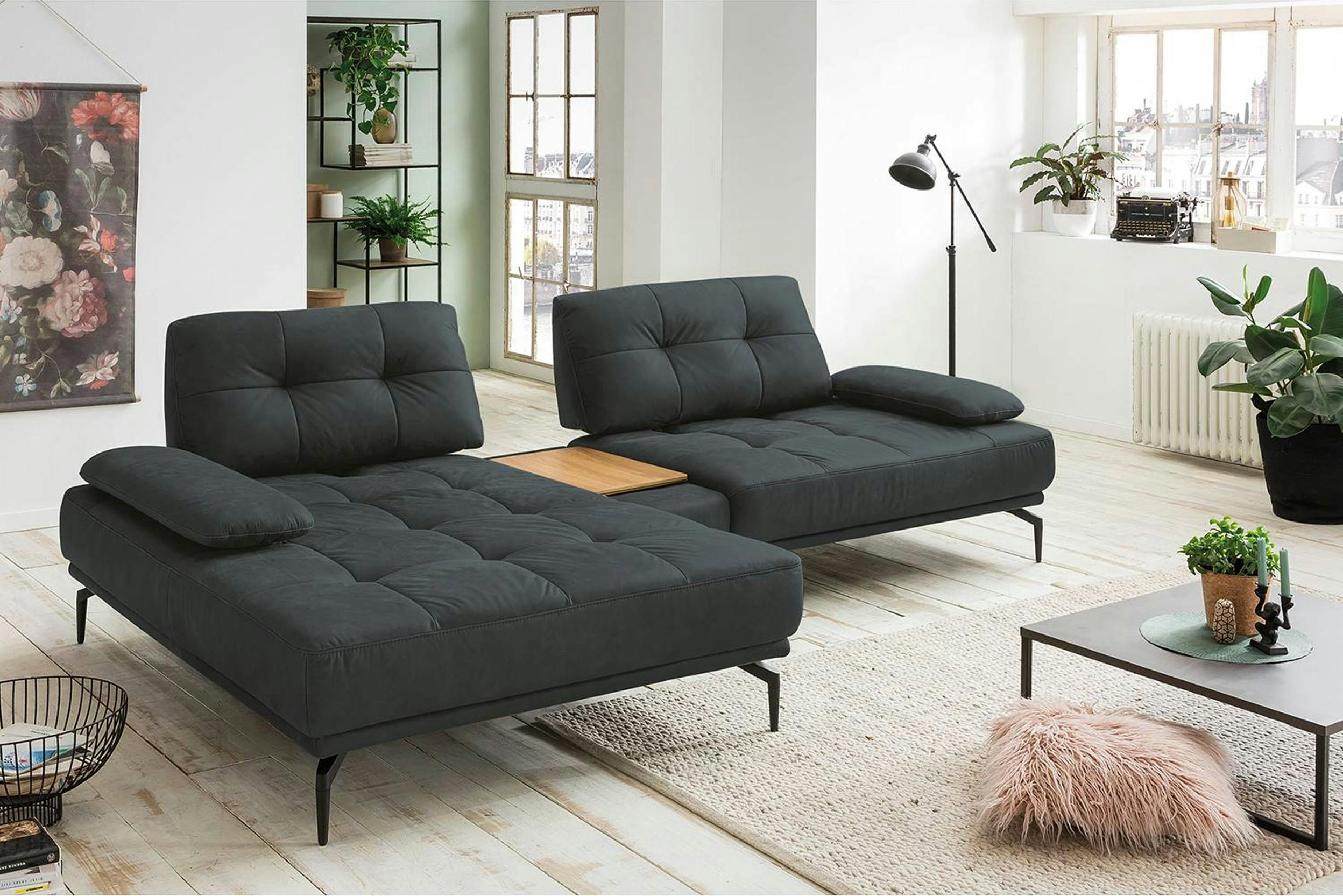 Extravagantes Sofa aus schwarz pigmentiertem Leder