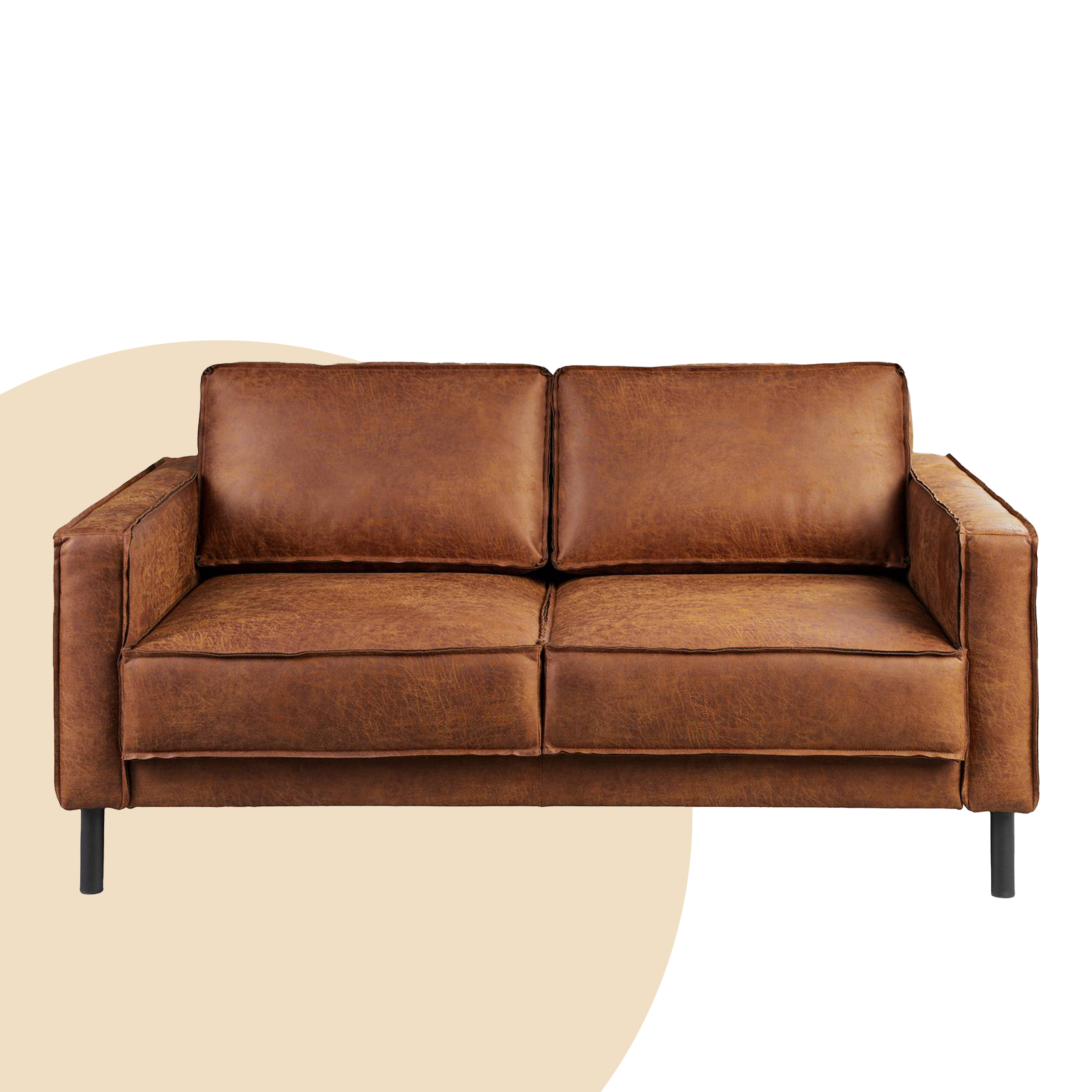 Braunes Schlafsofa Fort Dodge mit Lederbezug